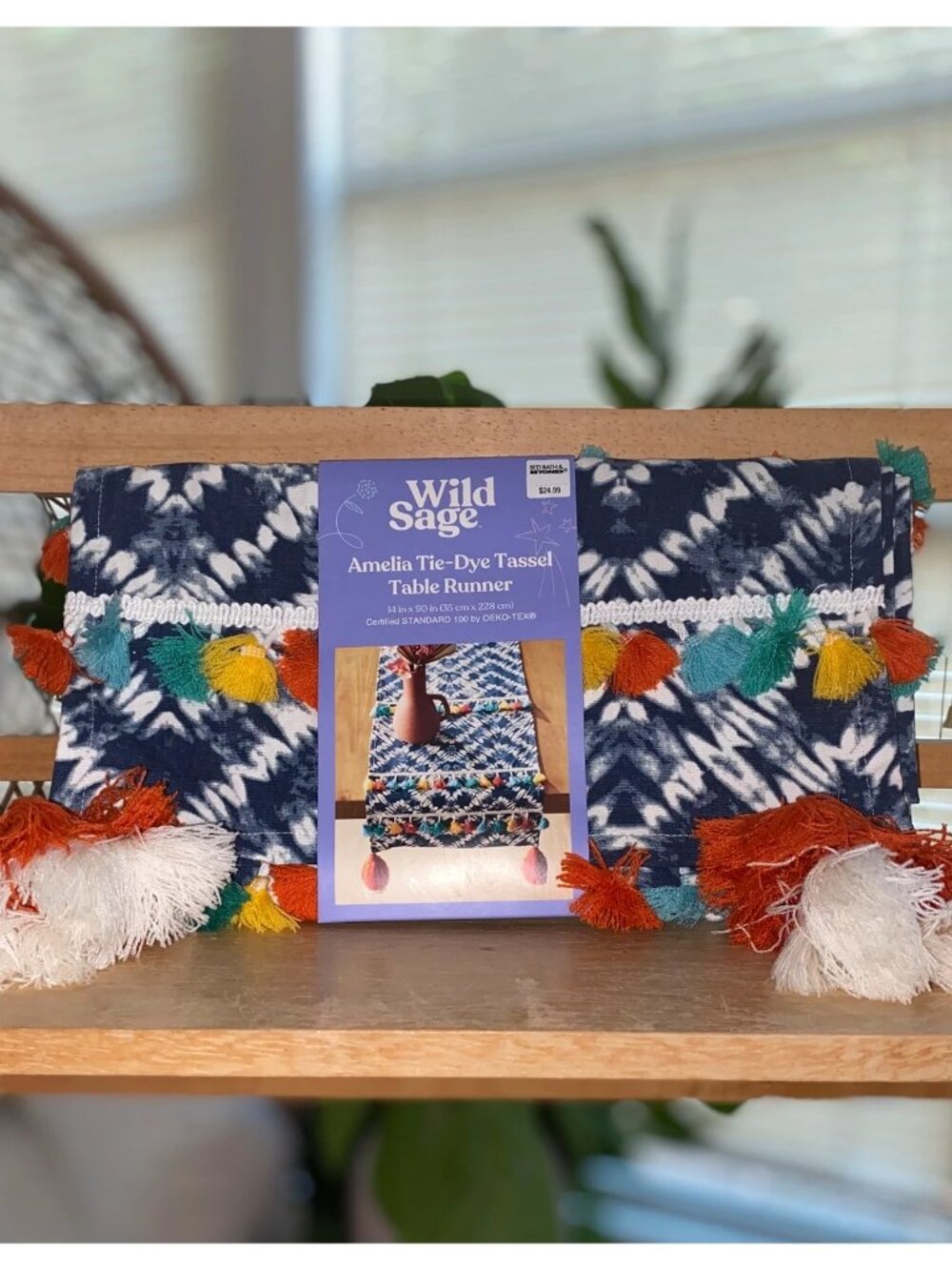 Wild Sage Sage Amelia Tie-Dye Tassel Table Runner
